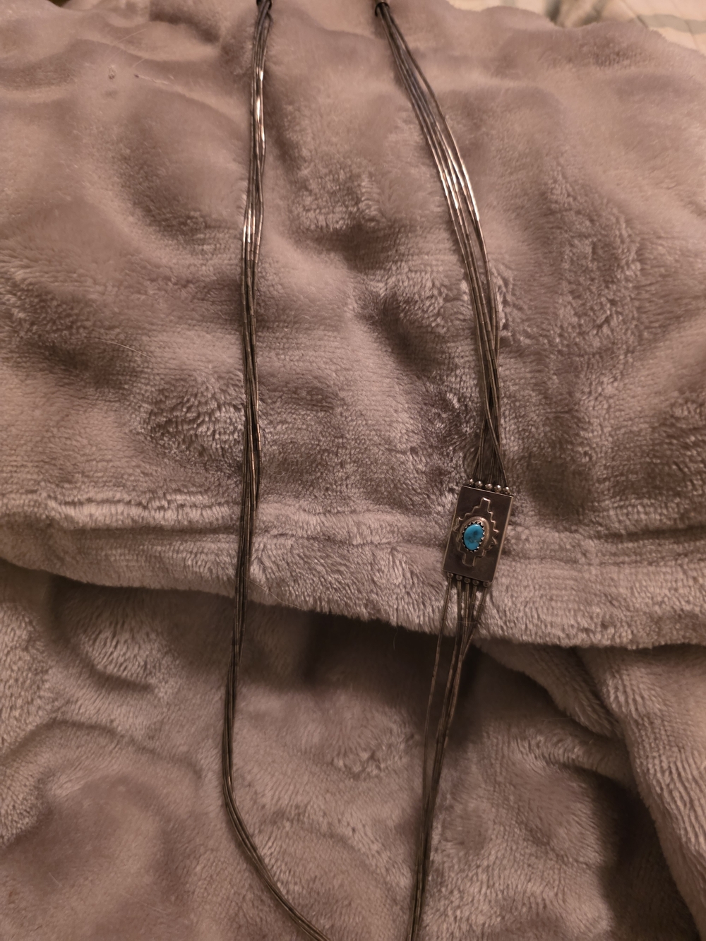 Sterling Silver Multi-Strand Necklace with Turquoise Accent